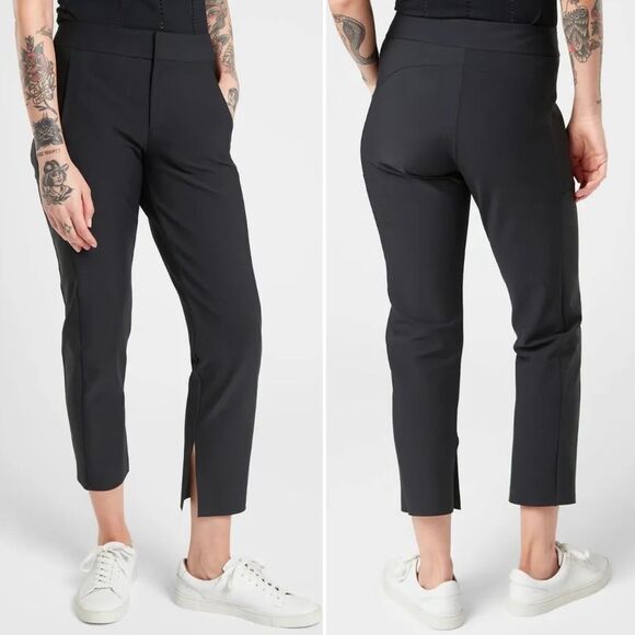 Athleta Stellar Crop Trouser Black Athleisure Comfy Travel Pant Size 6T | 6 Tall - Picture 1 of 14